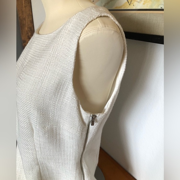 Calvin Klein White Tweed Sleeveless Dress - Picture 3 of 15